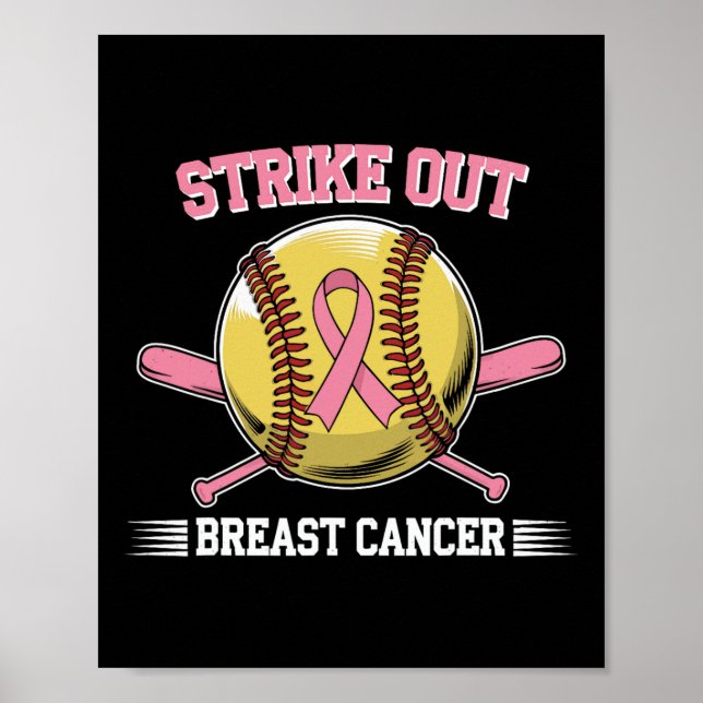 Strike Out Breast Cancer Softball Fight Awareness  Poster (Front)