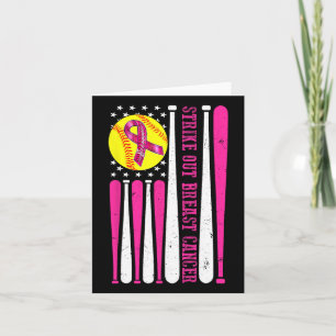 Strike Out Breast Cancer Softll Fight Awareness  Card