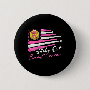 Strike Out Breast Cancer Softll Fight Awareness Me 6 Cm Round Badge