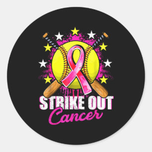 Strike Out Breast Cancer Warrior Softball Nk Ribbo Classic Round Sticker