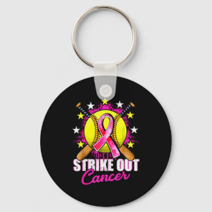 Strike Out Breast Cancer Warrior Softball Nk Ribbo Key Ring