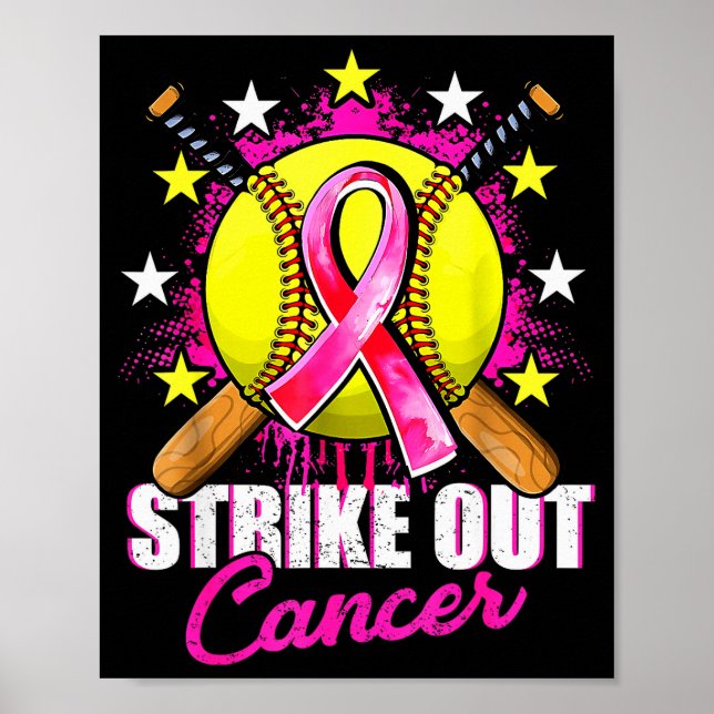Strike Out Breast Cancer Warrior Softball Nk Ribbo Poster (Front)