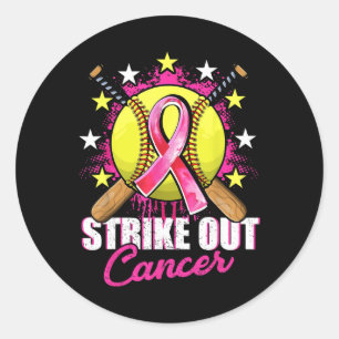Strike Out Breast Cancer Warrior Softll Pink Ribbo Classic Round Sticker