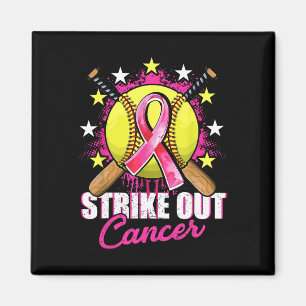 Strike Out Breast Cancer Warrior Softll Pink Ribbo Magnet