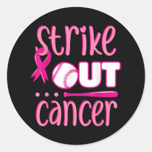 Strike Out Cancer Softball Ball Mammogram Pink Classic Round Sticker
