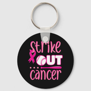 Strike Out Cancer Softball Ball Mammogram Pink Rib Key Ring