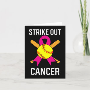Strike Out Cancer Softball Ball Pink Ribbon Game C Card