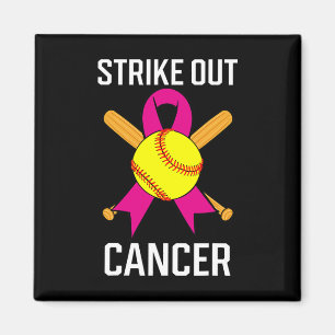 Strike Out Cancer Softball Ball Pink Ribbon Game C Magnet