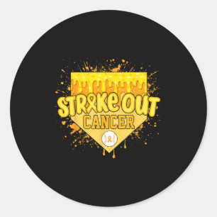 Strike Out Childhood Cancer Boys Baseball Drip Gol Classic Round Sticker