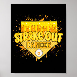 Strike Out Childhood Cancer Boys Baseball Drip Gol Poster