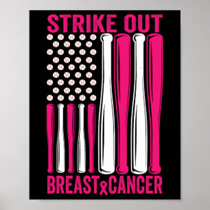 Strike Out Softll Breast Cancer Awareness Poster