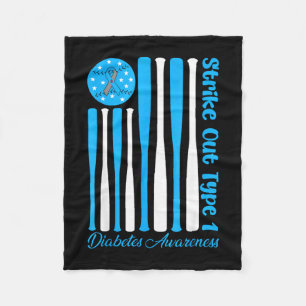 Strike out type 1 diabetes awareness baseball usa fleece blanket