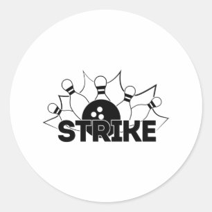 Strike Sign Bowling Print Classic Round Sticker