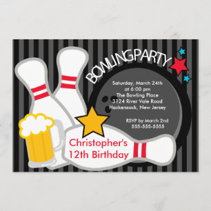 Strike up Fun Bowling Birthday Party Invitation
