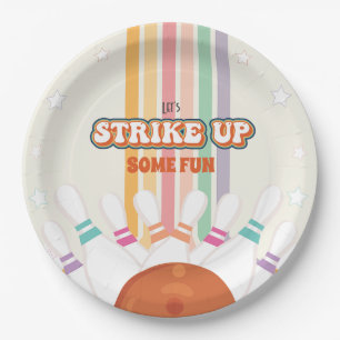 Strike Up Some Fun - Retro Bowling Birthday Party Paper Plate