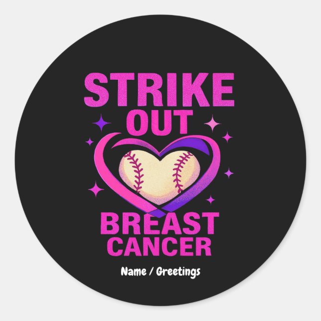 Strikeout Breast Cancer Awareness Domestic Violenc Classic Round Sticker (Front)