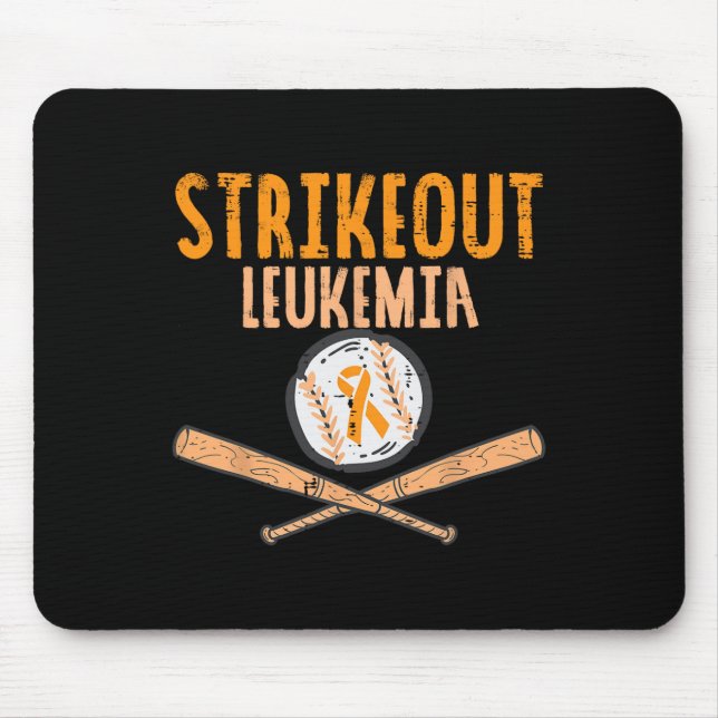 Strikeout Leukaemia Baseball Orange Ribbon Cancer  Mouse Mat (Front)