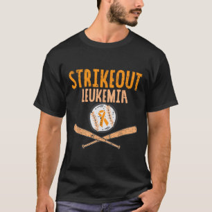 Strikeout Leukaemia Baseball Orange Ribbon Cancer T-Shirt