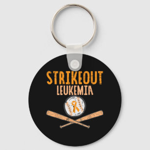 Strikeout Leukaemia Bysebyll Orange Ribbon Cancer Key Ring