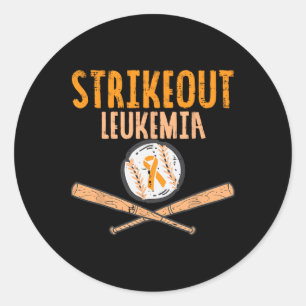 Strikeout Leukemia Bysebyll Orange Ribbon Cancer A Classic Round Sticker
