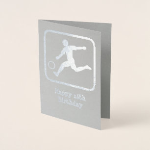 Striker with Soccer Ball - Custom Text and Photo Foil Card