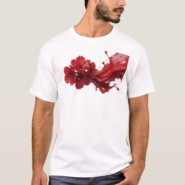 Striking ABSTRACT FLOWER Visual Design T-Shirt (Front)