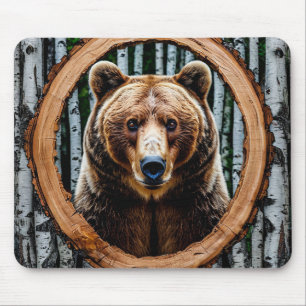 Striking bear portrait mouse mat