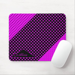 Striking Black And Pink Colours Custom Name Mouse Mat