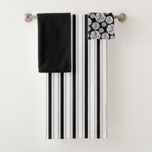 Striking Black and White Bath Towel Set