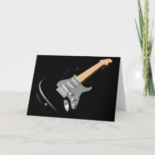 Striking Black Electric Guitar Musical Instrument  Card