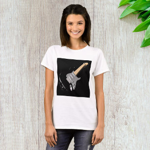 Striking Black Electric Guitar Musical Instrument  T-Shirt