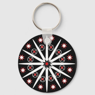 Striking black red grey and white patterned     ke key ring