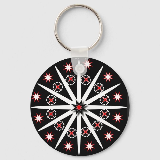 Striking black red grey and white patterned     ke key ring (Front)