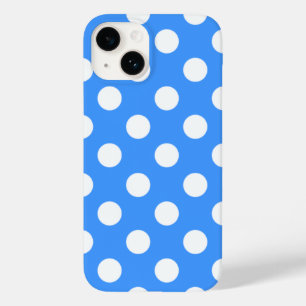 Striking Blue And Big White Polka Dots Case-Mate iPhone 14 Case