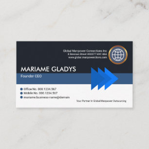 Striking Blue Arrowheads Stripe Column Founder CEO Business Card