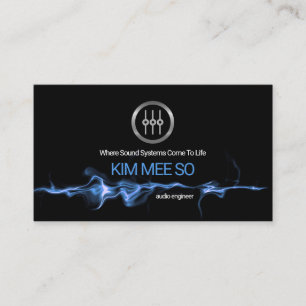 Striking Blue Electric Audio Waves Professional DJ Business Card