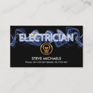 Striking Blue Electrical Lightning Electrician Business Card