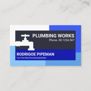 Striking Blue Flood Waters Faucet Border Plumbing  Business Card