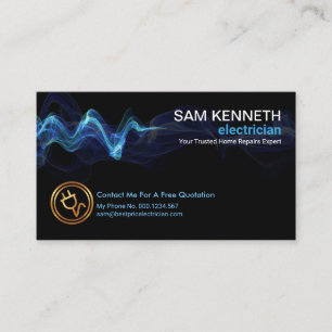 Striking Blue Lightning Home Repairs Electrician Business Card