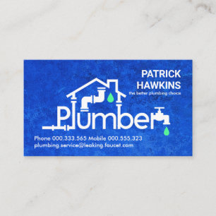 Striking Blue Plumber Home Piping Business Card