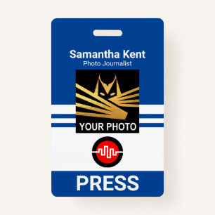Striking Blue Stripes Column Press Photo ID ID Badge