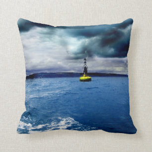 Striking Buoy Amongst Crashing Waves with Clouds Cushion