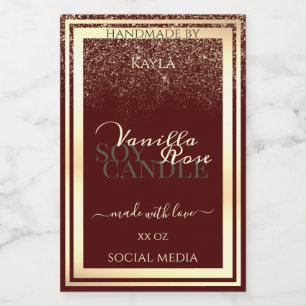 Striking Burgundy & Gold Product Packaging Labels