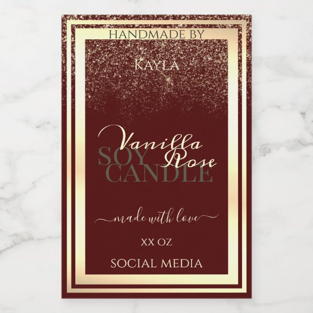 Striking Burgundy & Gold Product Packaging Labels (Single Label)