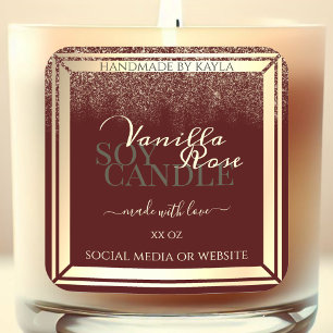 Striking Burgundy & Gold Product Packaging Labels