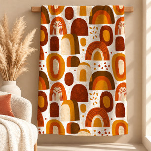 Striking Burgundy Rust Boho Rainbow Cosy Blanket