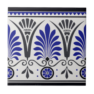Striking Cobalt Blue & Black Ceramic Border Tile