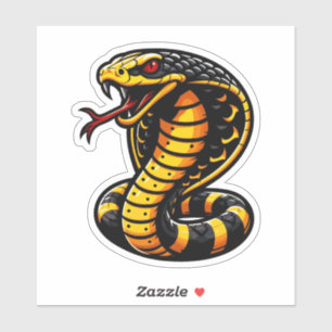 Striking Cobra Sticker- Bold Yellow & Black Design