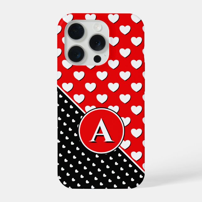 Striking Colours Red And Black, Custom Monogram iPhone Case (Back)