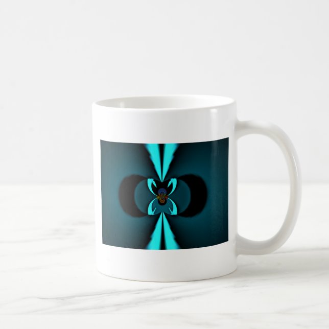 Striking Cutting-Edge Cyan and Black Vector Design Coffee Mug (Right)